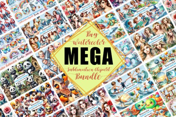 Big Watercolor Mega Clipart Bundle: Editorial Illustrations