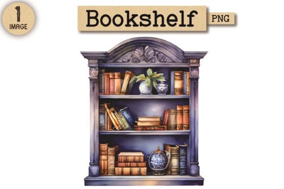 Bookshelf Watercolor Clipart PNG 3 Illustrations Review