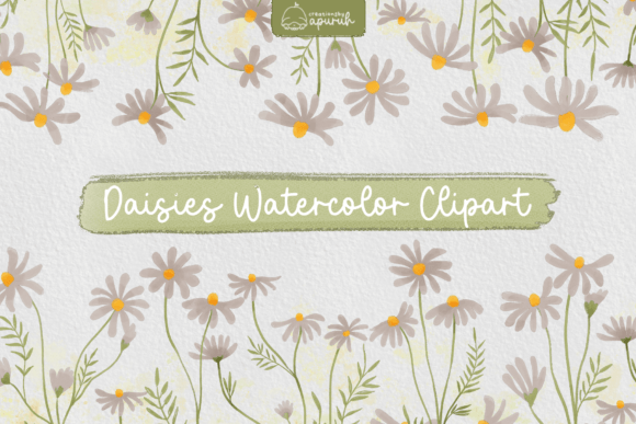Daisies Flower Watercolor Clipart for Editorial Illustrations