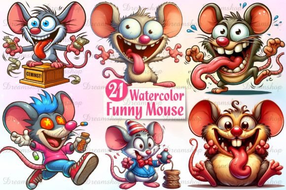 Funny Mouse Illustrations: Watercolor Clipart Review