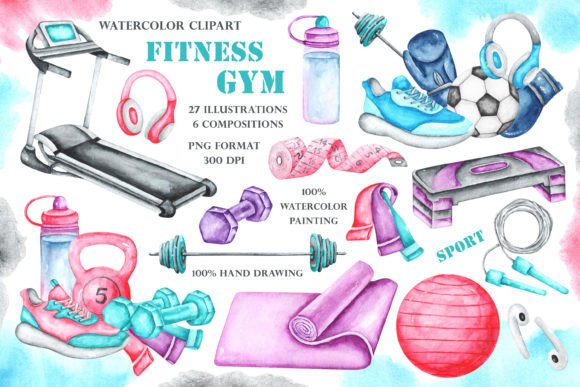 Gym Fitness Sport Watercolor Illustrations Review