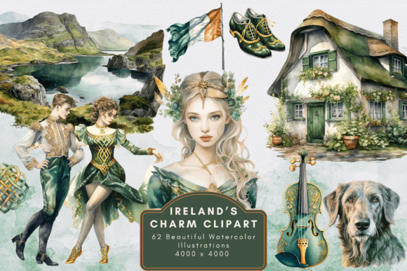Ireland's Charm Watercolor Clipart: Illustrations Review