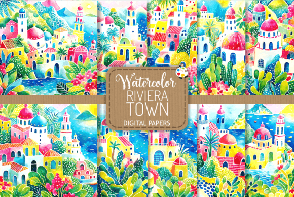 Riviera Town Illustrations: Watercolor Scenic Papers Review
