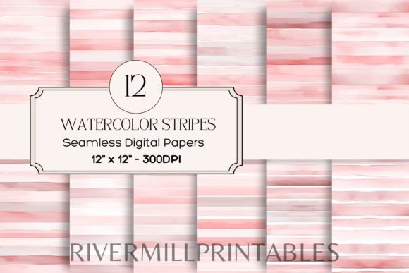 Seamless Watercolor Stripes in Pink Illustrations Review