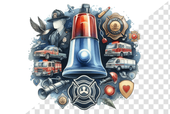 SirenGuard Emblem Watercolor Print: Editorial Illustrations