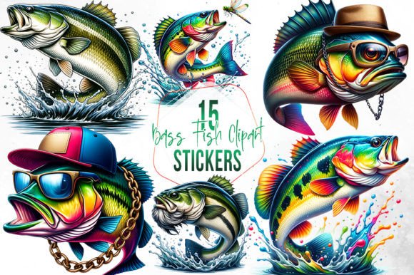 Watercolor Bass Fishing Sublimation Illustrations Review