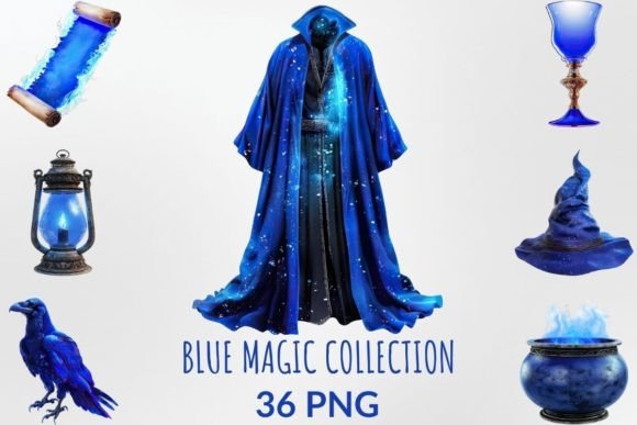 Watercolor Blue Magic Illustrations for Editorial Design