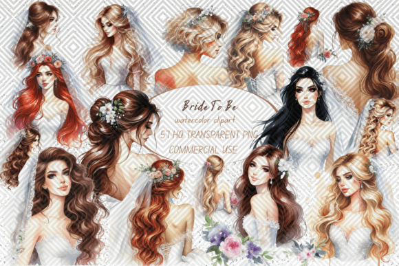 Watercolor Brides Clipart: Illustrations for Branding