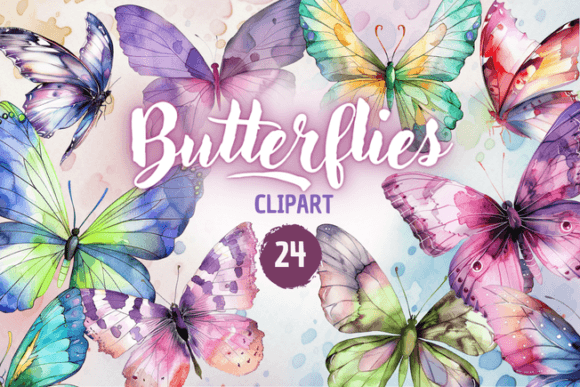 Watercolor Butterflies Clipart: Illustrations for Crafters