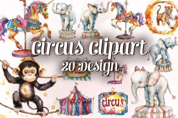 Watercolor Circus Clipart Bundle: Illustrations for Branding