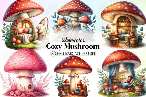 Watercolor Cozy Mushroom Clipart Illustrations Review
