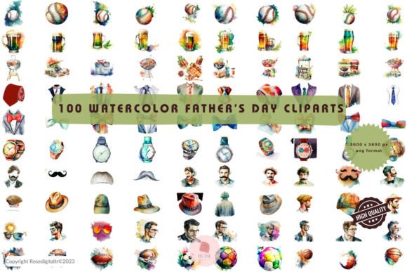 Watercolor Father's Day Clipart Bundle: Illustrations Review