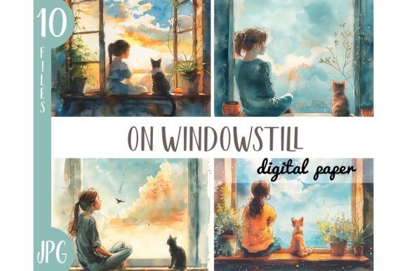Watercolor Girl on Windowsill JPG: Illustrations Review
