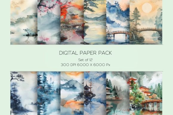 Watercolor Japanese Landscape Paper Set Review