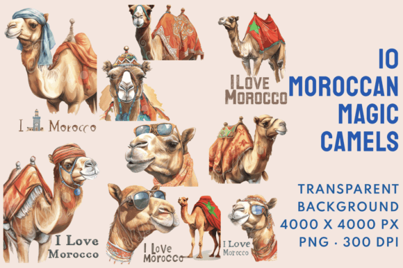 Watercolor Morocco Camel Clip Art Bundle Illustrations