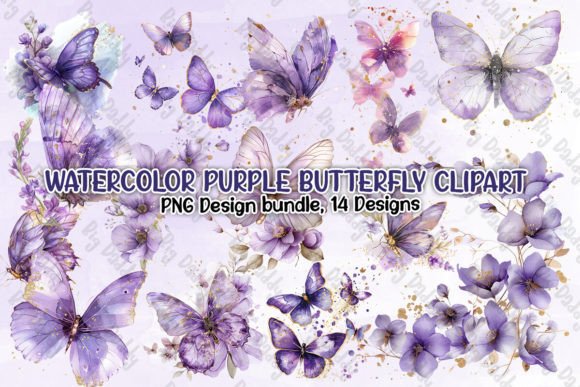 Watercolor Purple Butterfly Clipart PNG Review