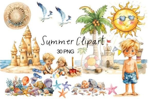 Watercolor Summer Clipart Bundle: Illustrations for Crafters