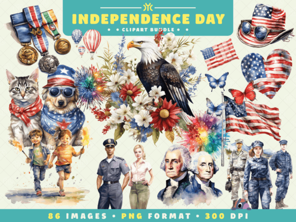 Watercolor US Independence Day Clipart Review