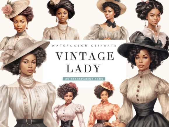 Watercolor Vintage Lady Clipart: Illustrations Review
