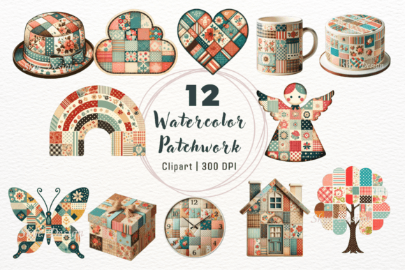 Watercolor Vintage Patchwork Clipart Review