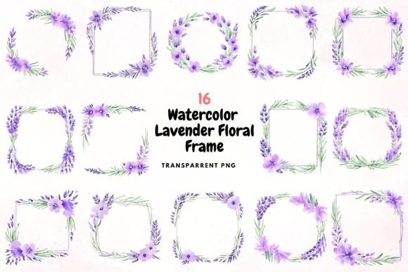 Watercolour Lavender Floral Frame PNG: Illustrations Review
